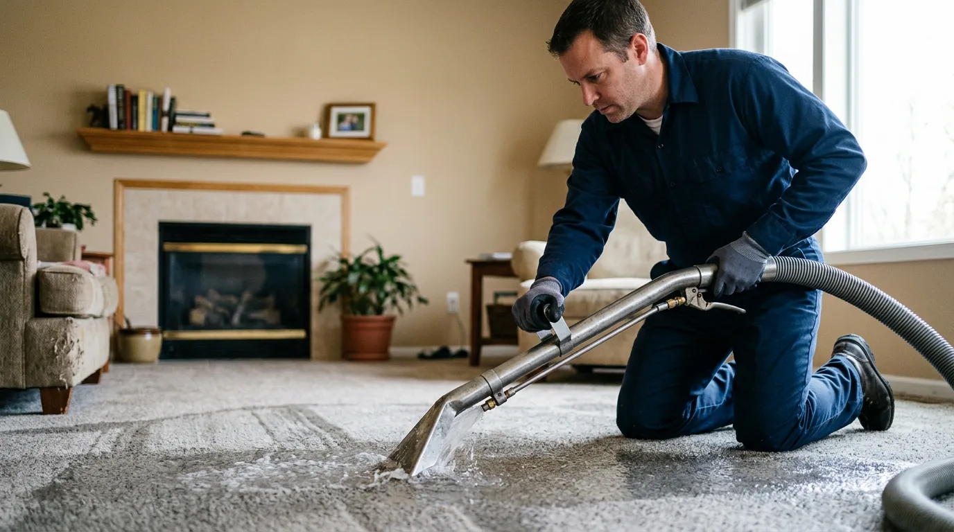 Water damage restoration technician working near Nelson, WI